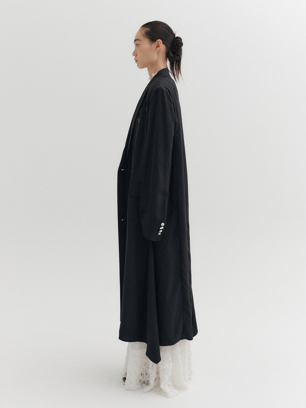 EENK Classic Lapel Long Coat - Black
