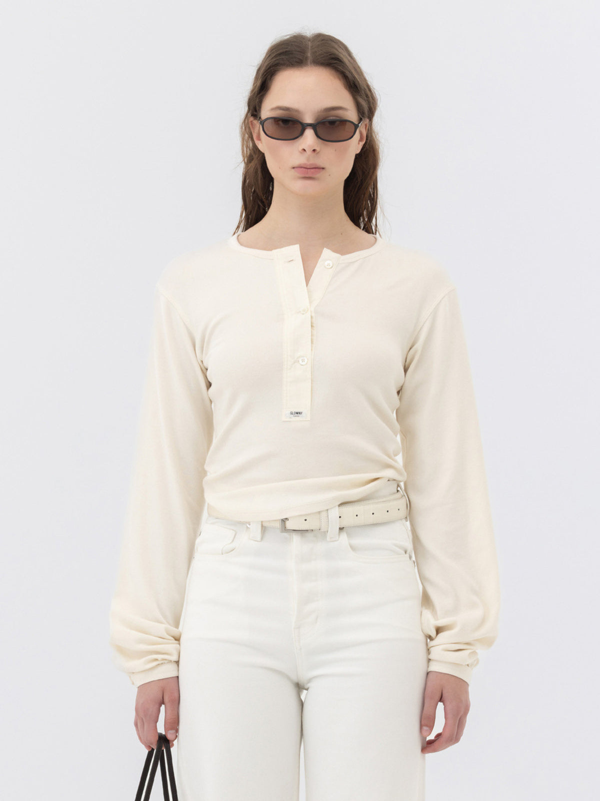 GLOWNY G Plain Henley Long Sleeve (Ivory)