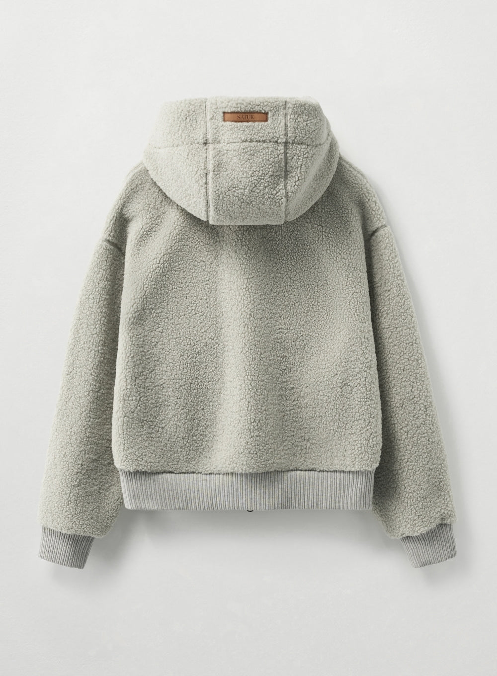 [satur] (W) Shearling Fleece Hood Zip-up - Khaki