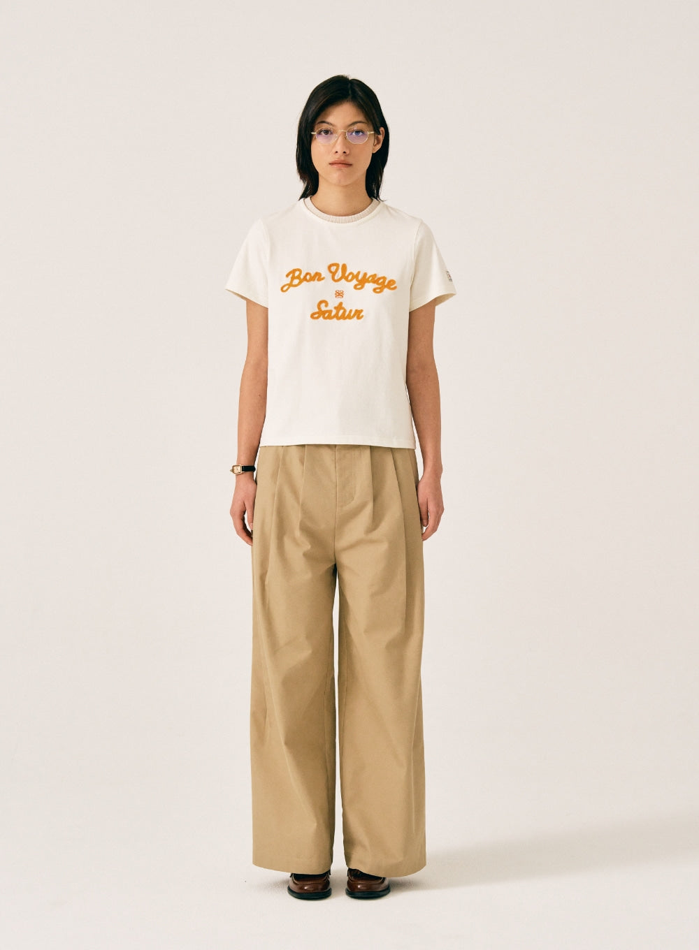 [satur] (W) Bliss 3-Tuck Wide Chino Pants - Heritage Beige