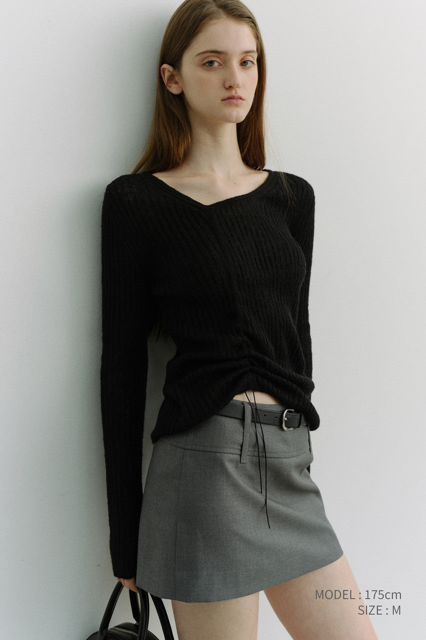 Dunst 2-Way Shirring Knit Top Black