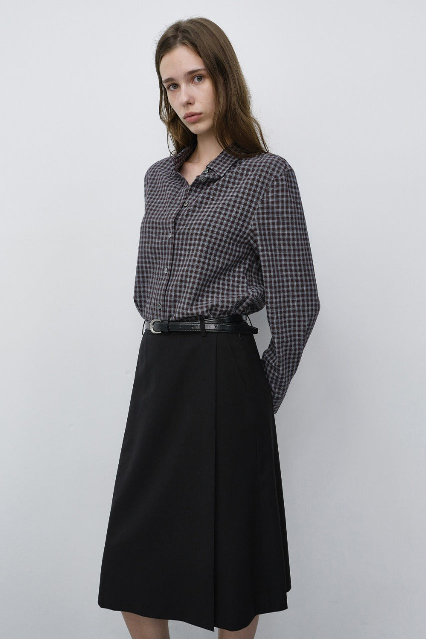 Dunst Essential Slim Checked Shirt Brown