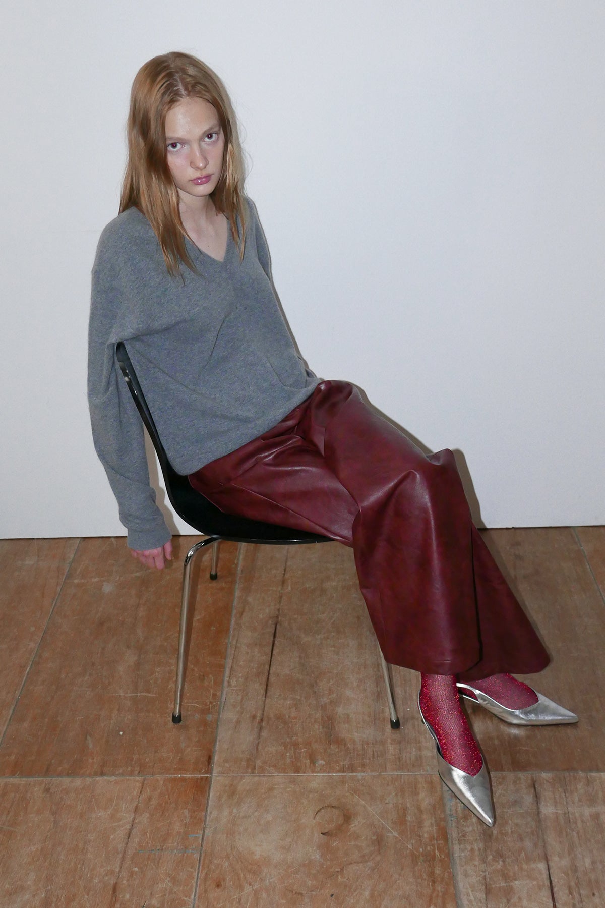 Overdueflair Metallic Knee Socks Ruby Red