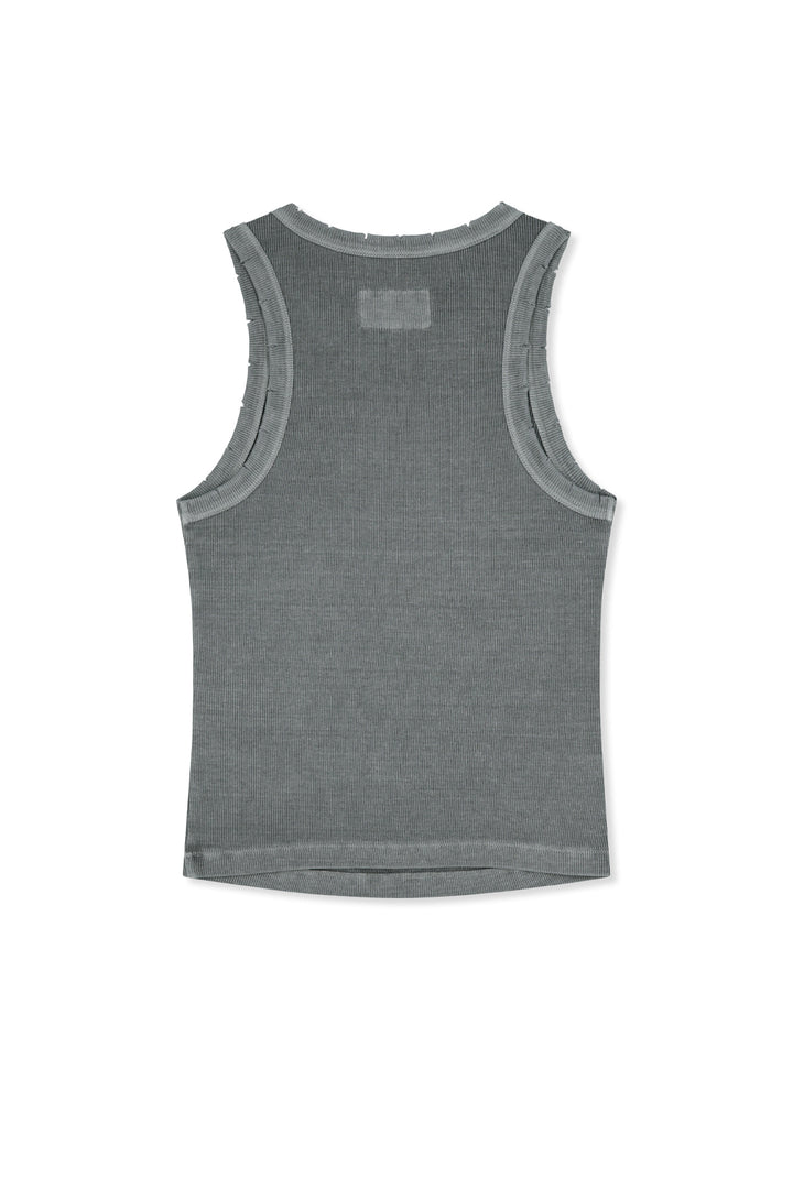 Matinkim Distressed Sleeveless Logo Top IN Light Grey