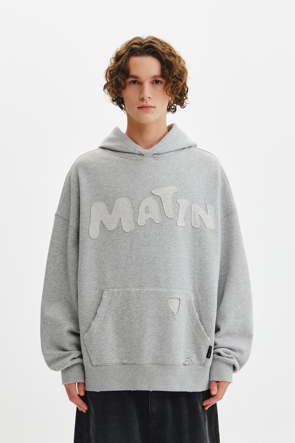 Matinkim Waffle Applique Logo Hood Top IN Grey