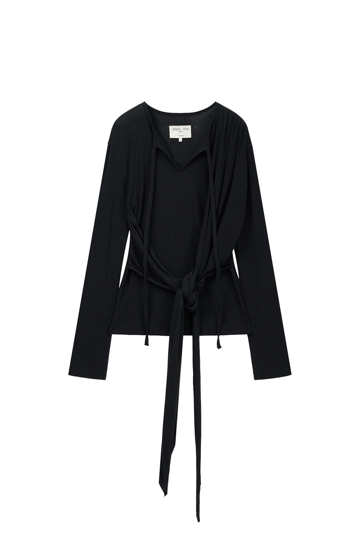 Matinkim Tied Drapery Top IN Black