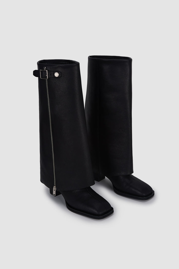 Matinkim Zipper Point Middle High Boots IN Black