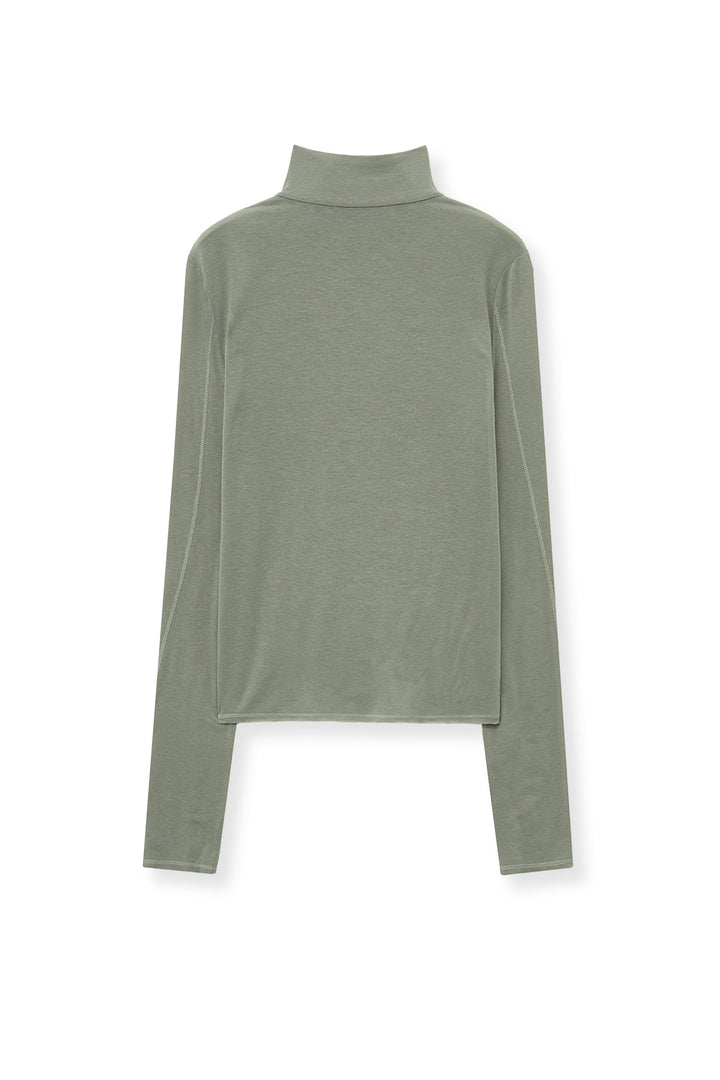 Matinkim Button Slit Half Neck Top IN Beige