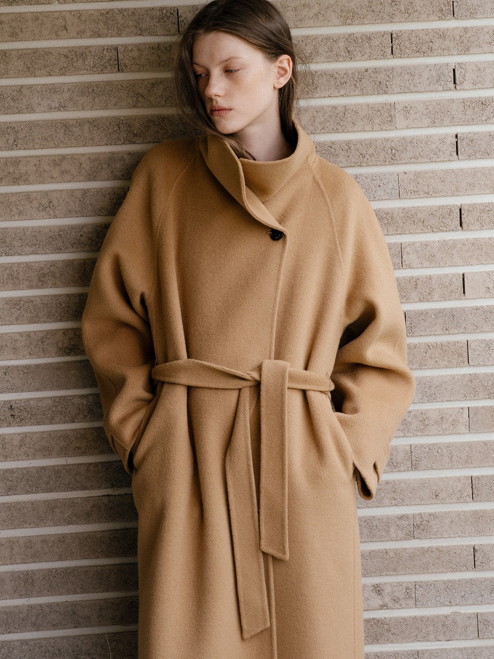 Tillidie Wool 100 handmade long coat Camel