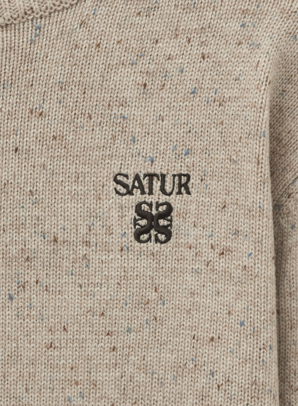 [satur] (W) Classic Turtle Neck Mix Knit - Oatmeal