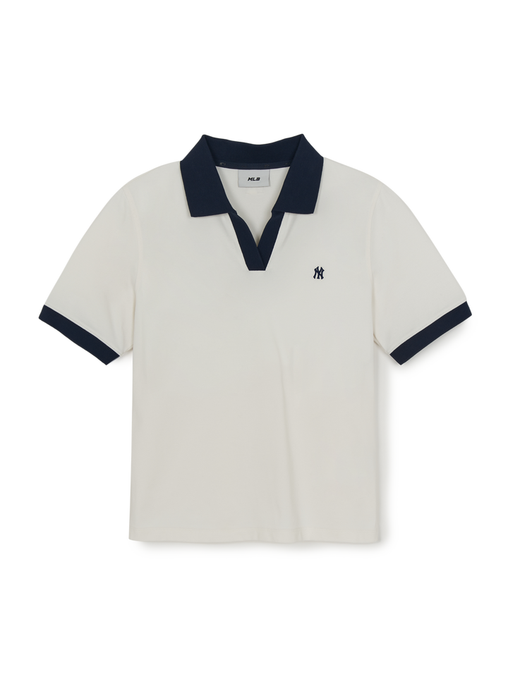 MLB Korea Women's Basic Open Collar Slim Fit Polo T-Shirts