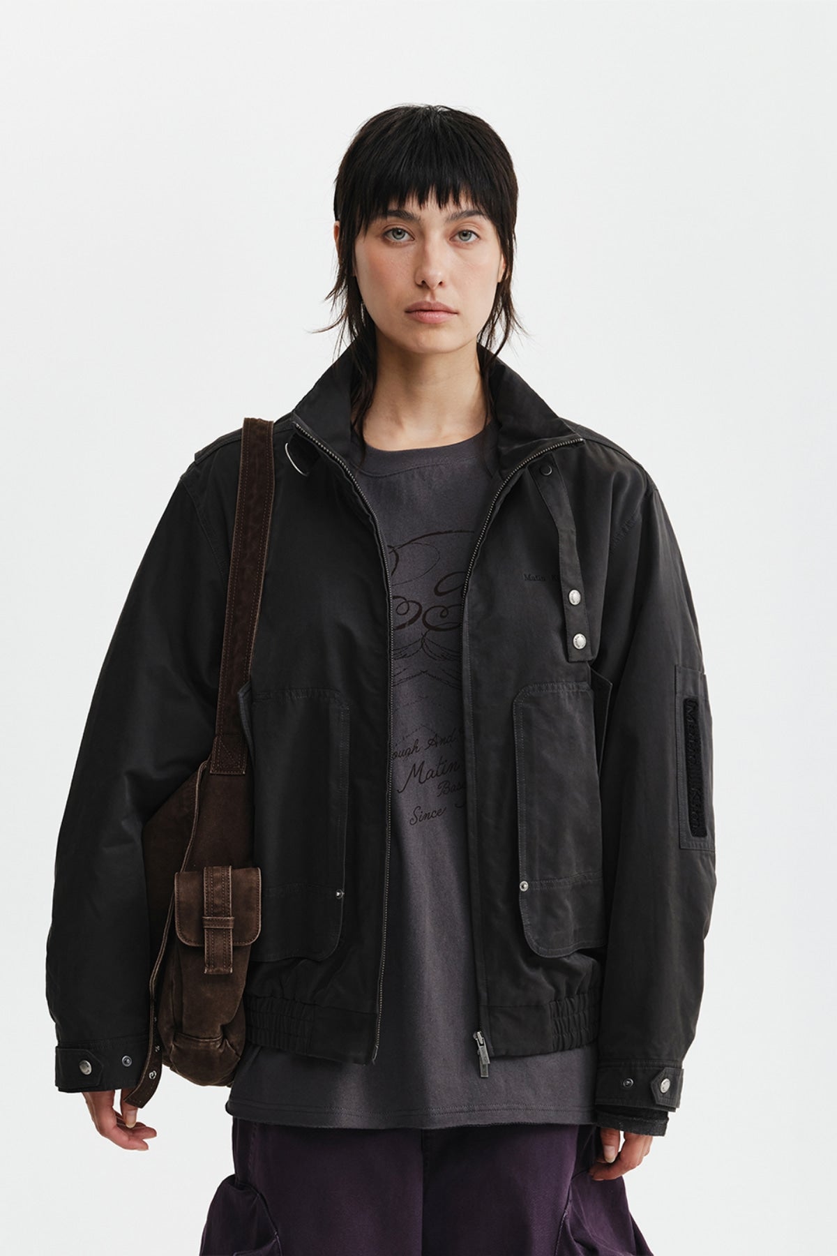 Matinkim Buckle High Neck Utility Jumper IN Charcoal