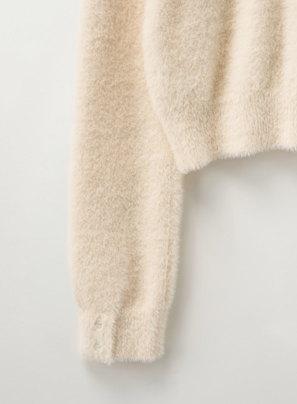[satur] (W) Hairy Collar Knit Cardigan - Cream