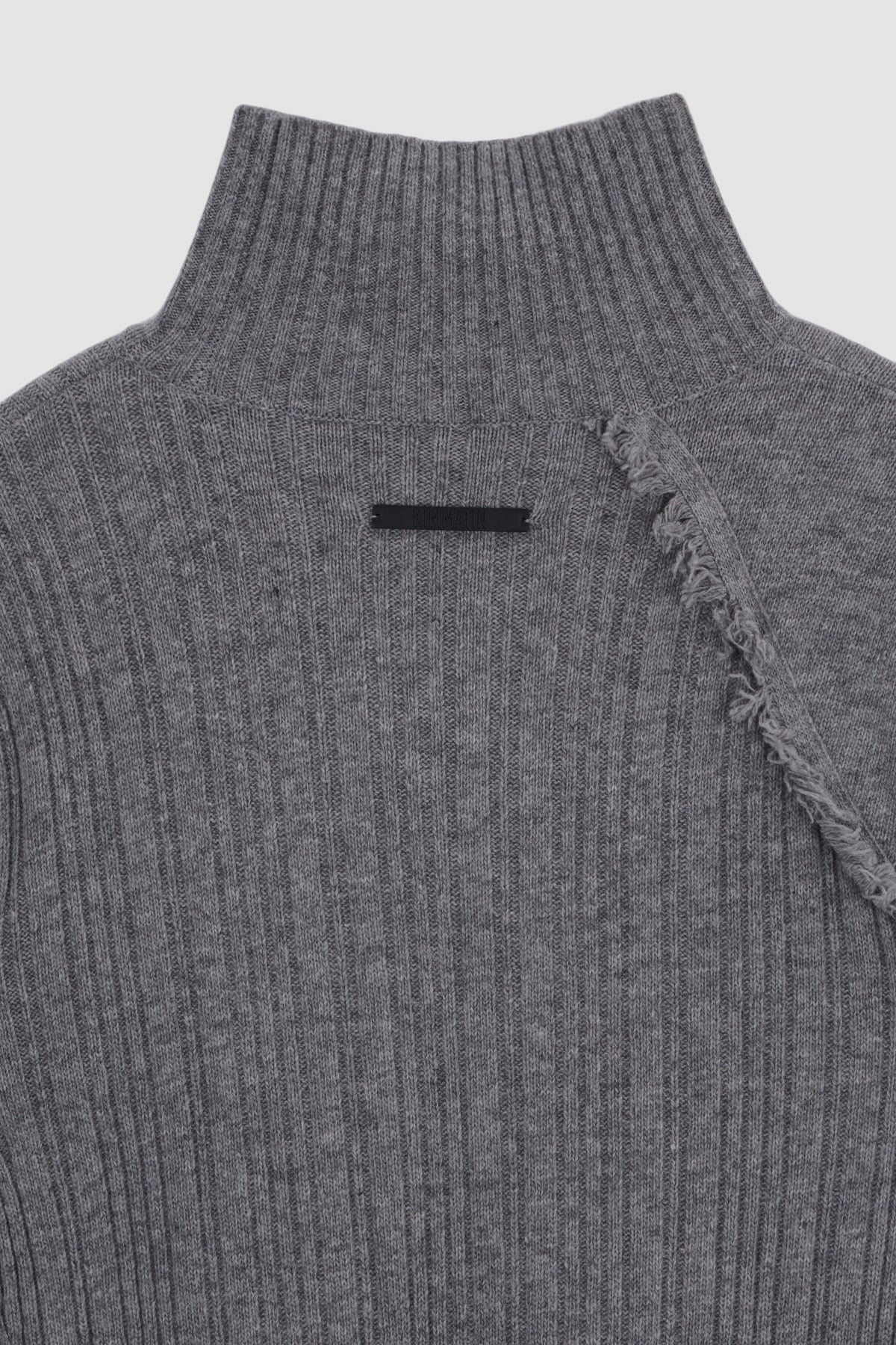 [matinkim] Unbalance Fringe Knit Dress IN Grey