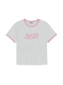 MLB Korea Women's Lettering Slim Semi Crop Linger T-shirts