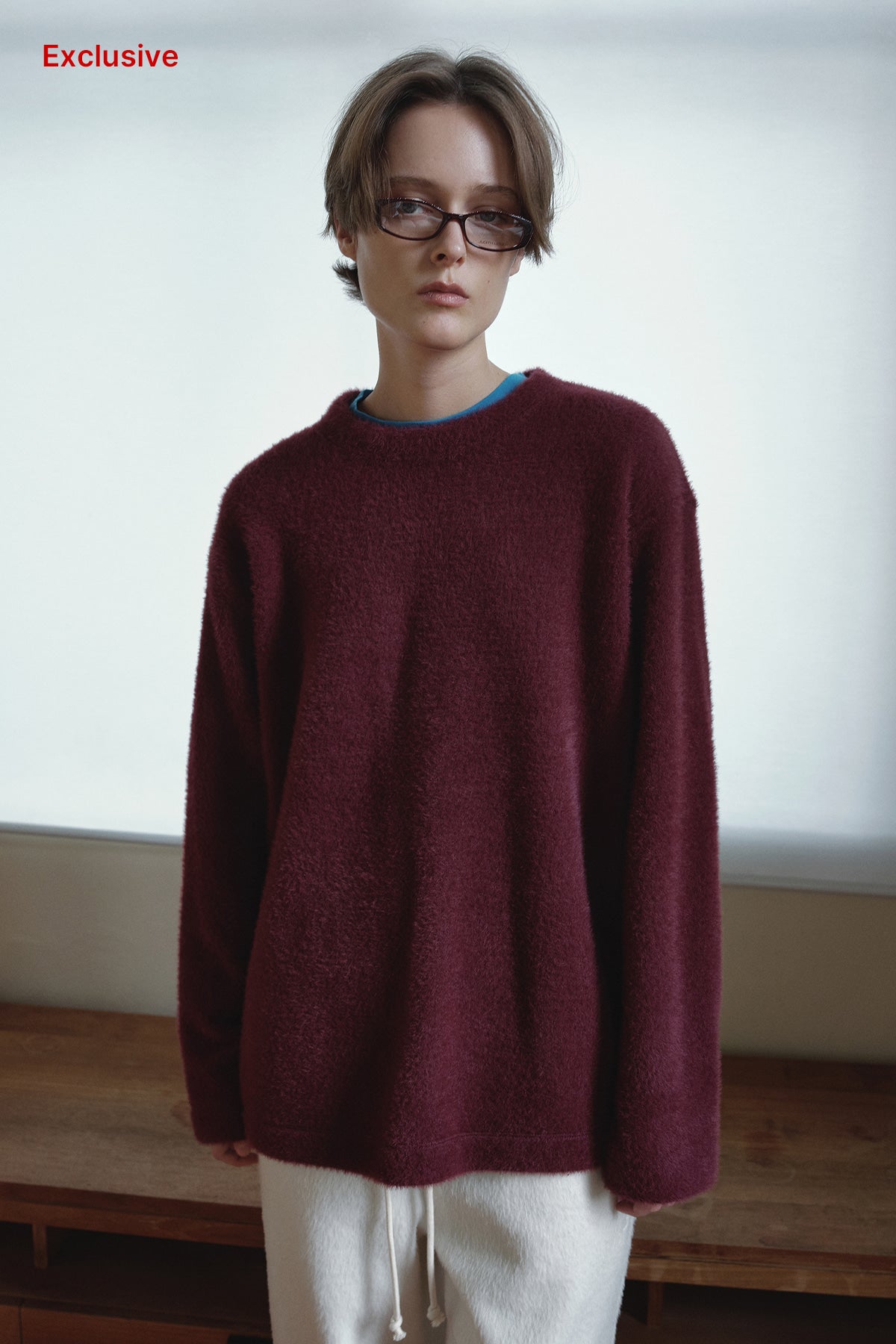 Overdueflair Fuzzy Loose T-Shirt Rose Grape