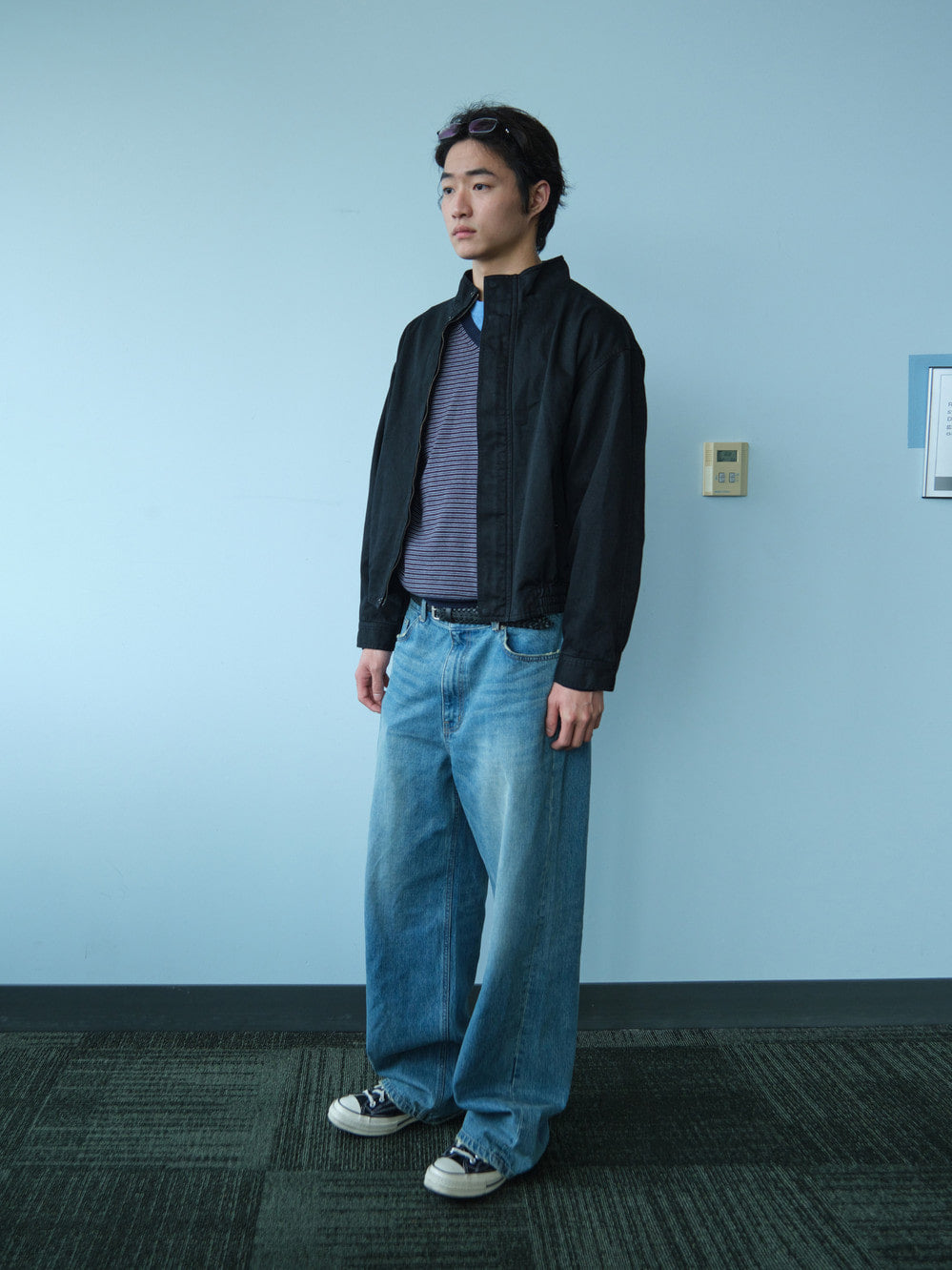 Low Classic Washed Cotton Jumper Black