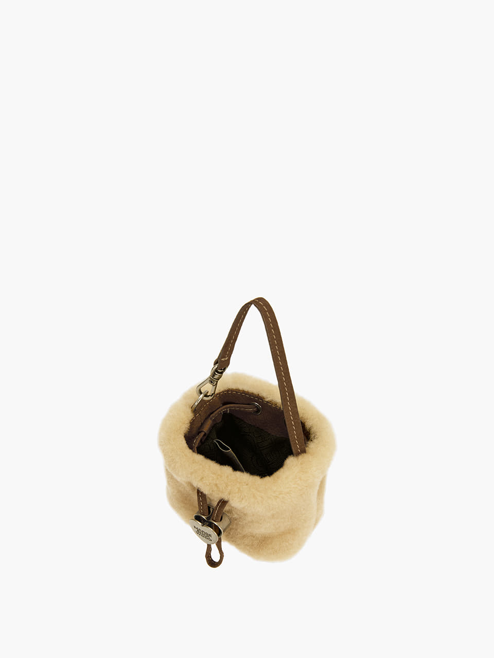 Margesherwood Shearling Drawstring Pouch beige shearling+chestnut nubuck