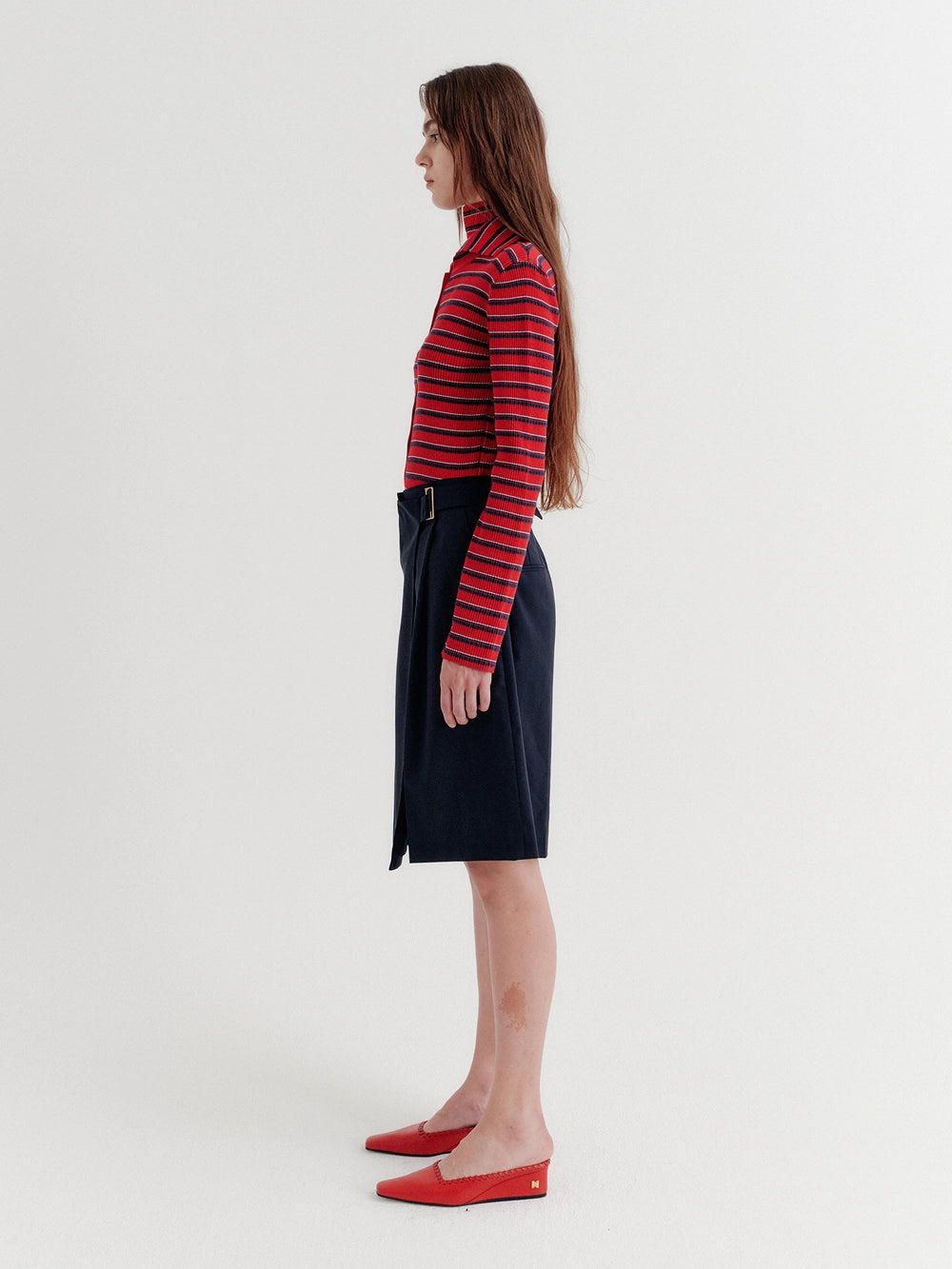 EENK Front Pleated Convertible Shorts - Navy