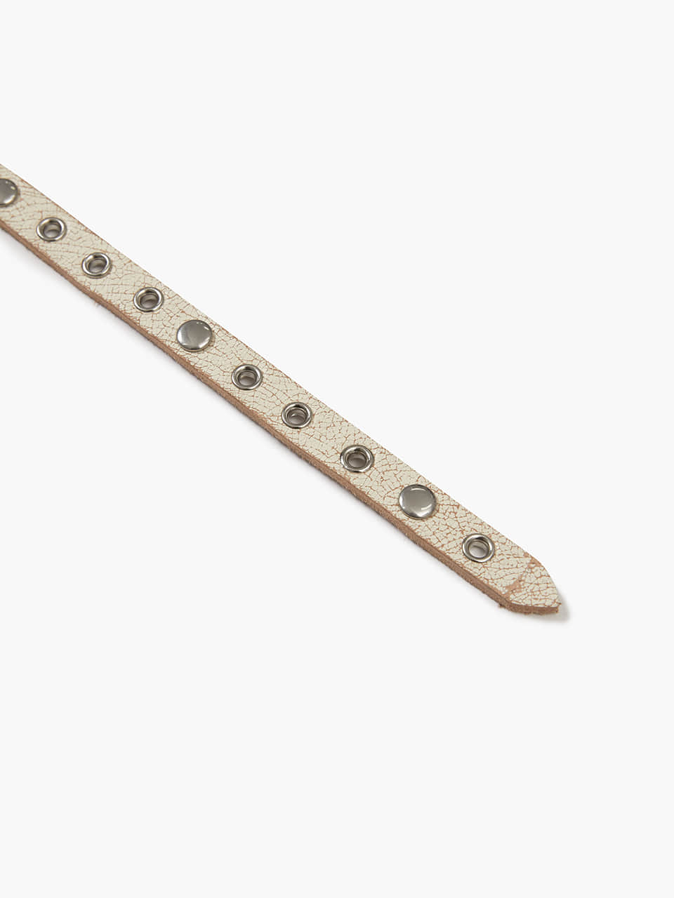 Margesherwood Slim Eyelet Crack Leather Belt ivory