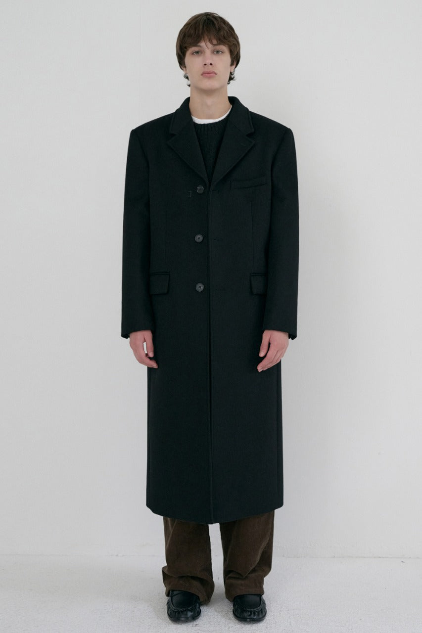Dunst Unisex 2-Way 3 Button Cashmere Coat Black