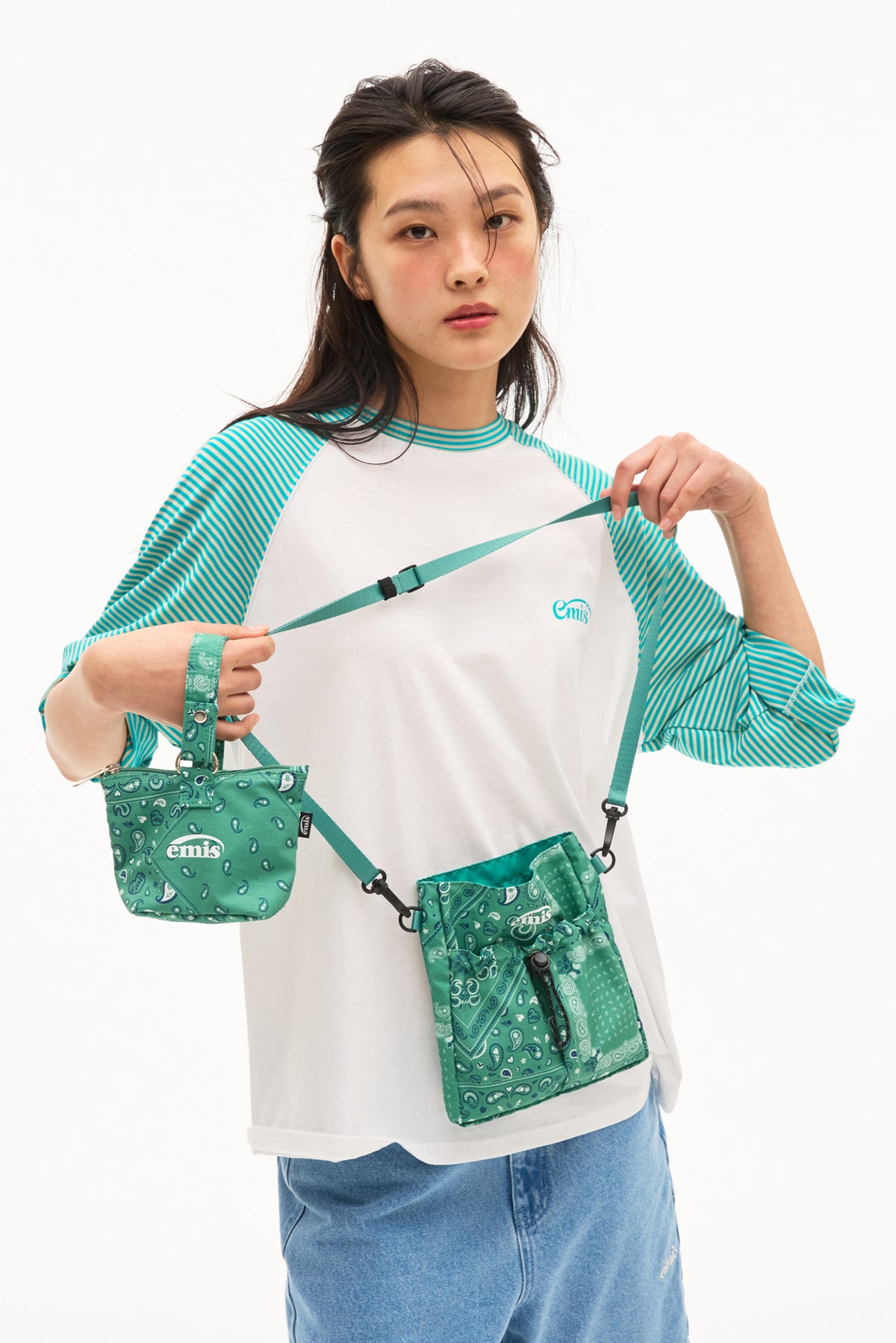 Emis Paisley Mini Crossbody Bag-Green