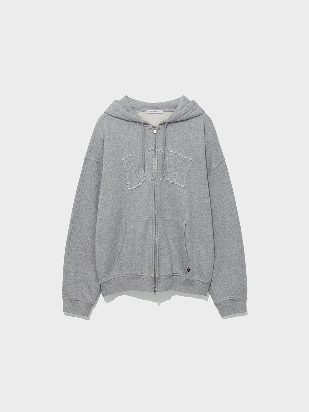 Low Classic Low Washed Zip-Up Hoodie Melange Grey