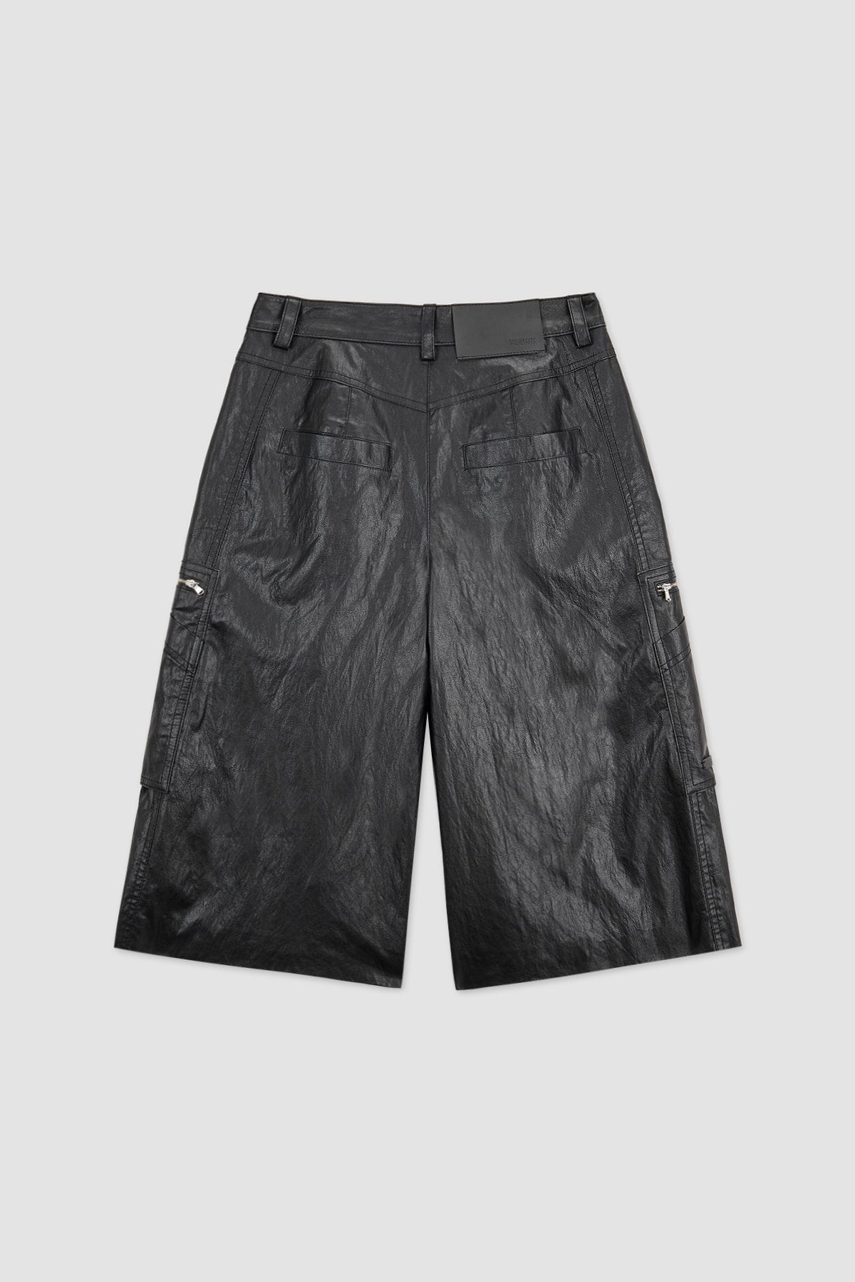 Matinkim Pocket Point Leather Bermuda Pants IN Black