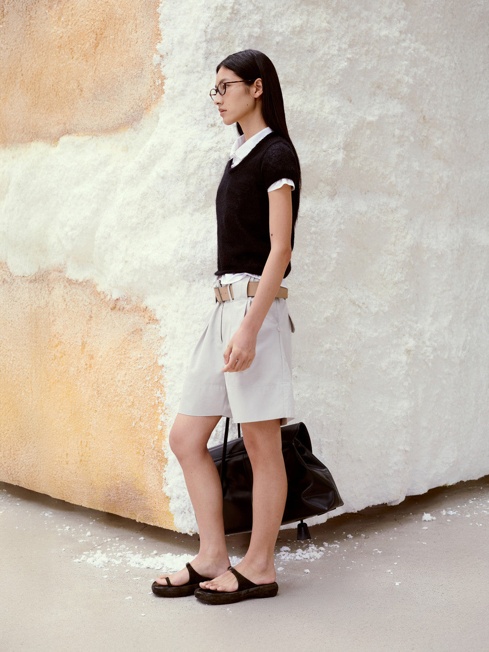 Low Classic Tuck Point Turn-Up Shorts Light Grey
