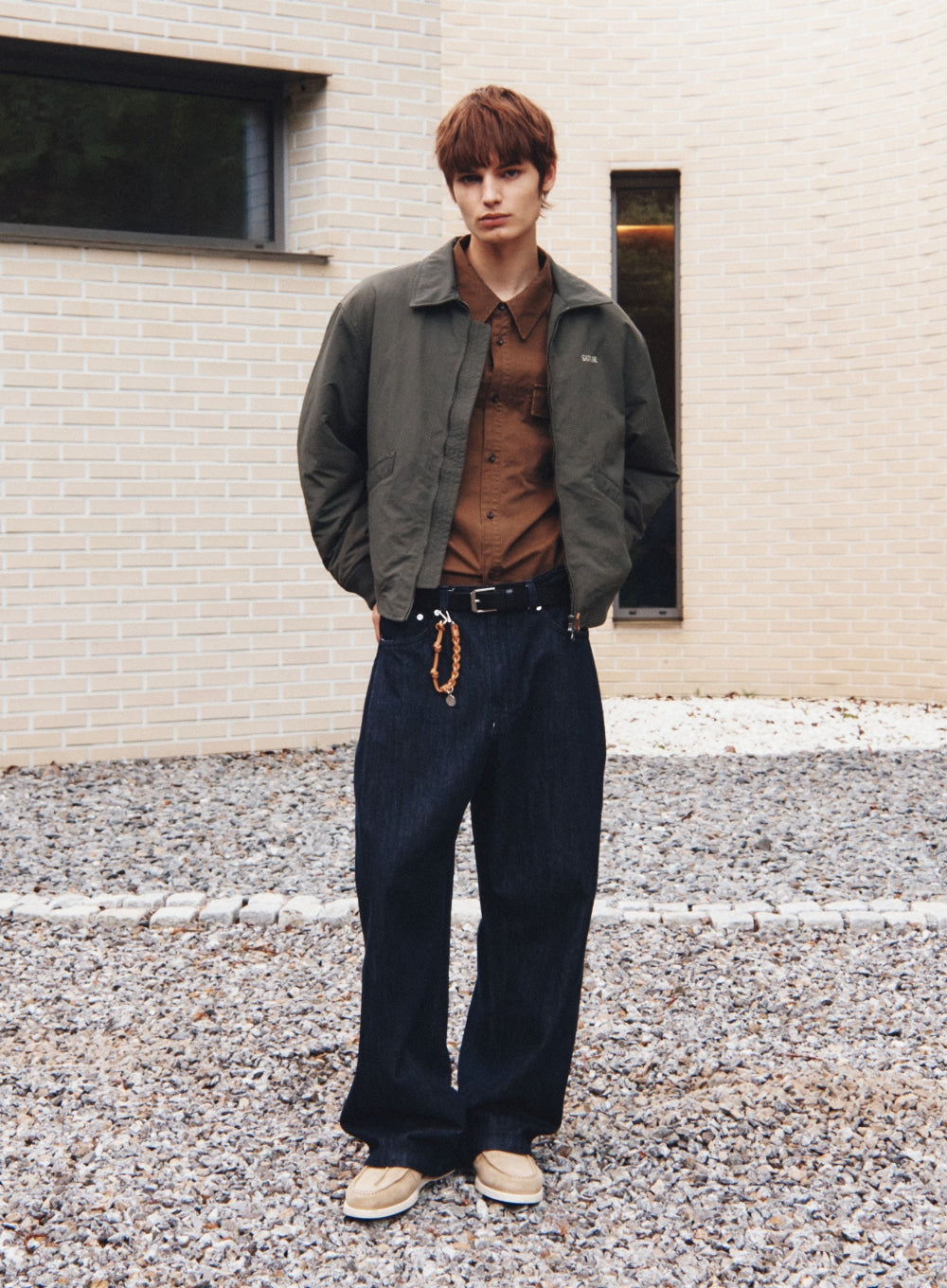 [satur] Synthetic Leather String Keyring - Brown