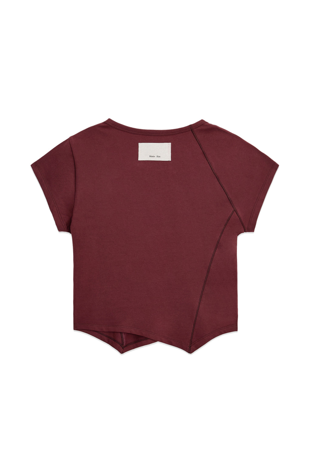 [matinkim] TWIST POINT SLIM TOP IN BURGUNDY