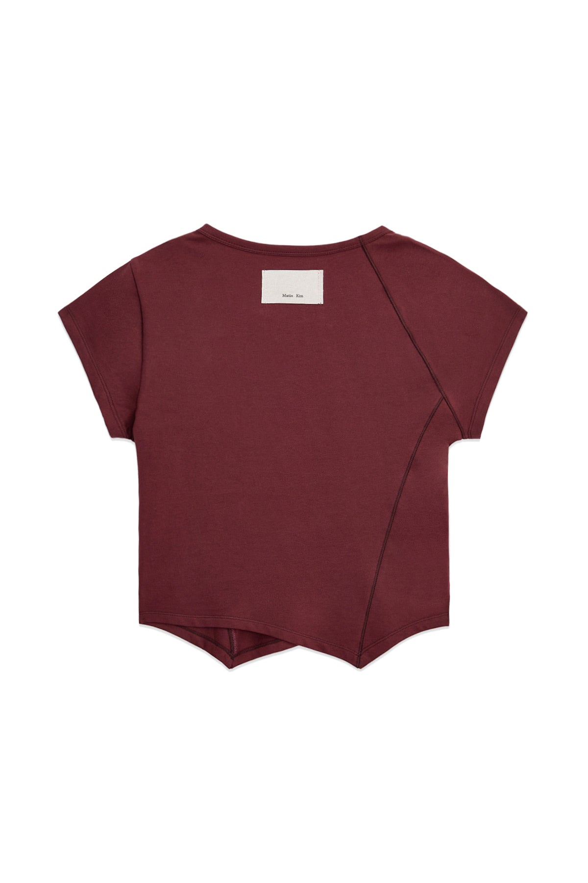 [matinkim] TWIST POINT SLIM TOP IN BURGUNDY