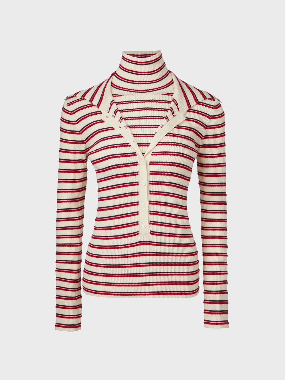 EENK High-Neck Layered Knitwear Top - Ivory