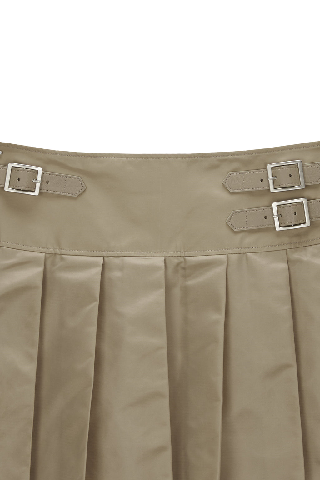 Matinkim Lowrise Pleats Mini Skirt IN Beige