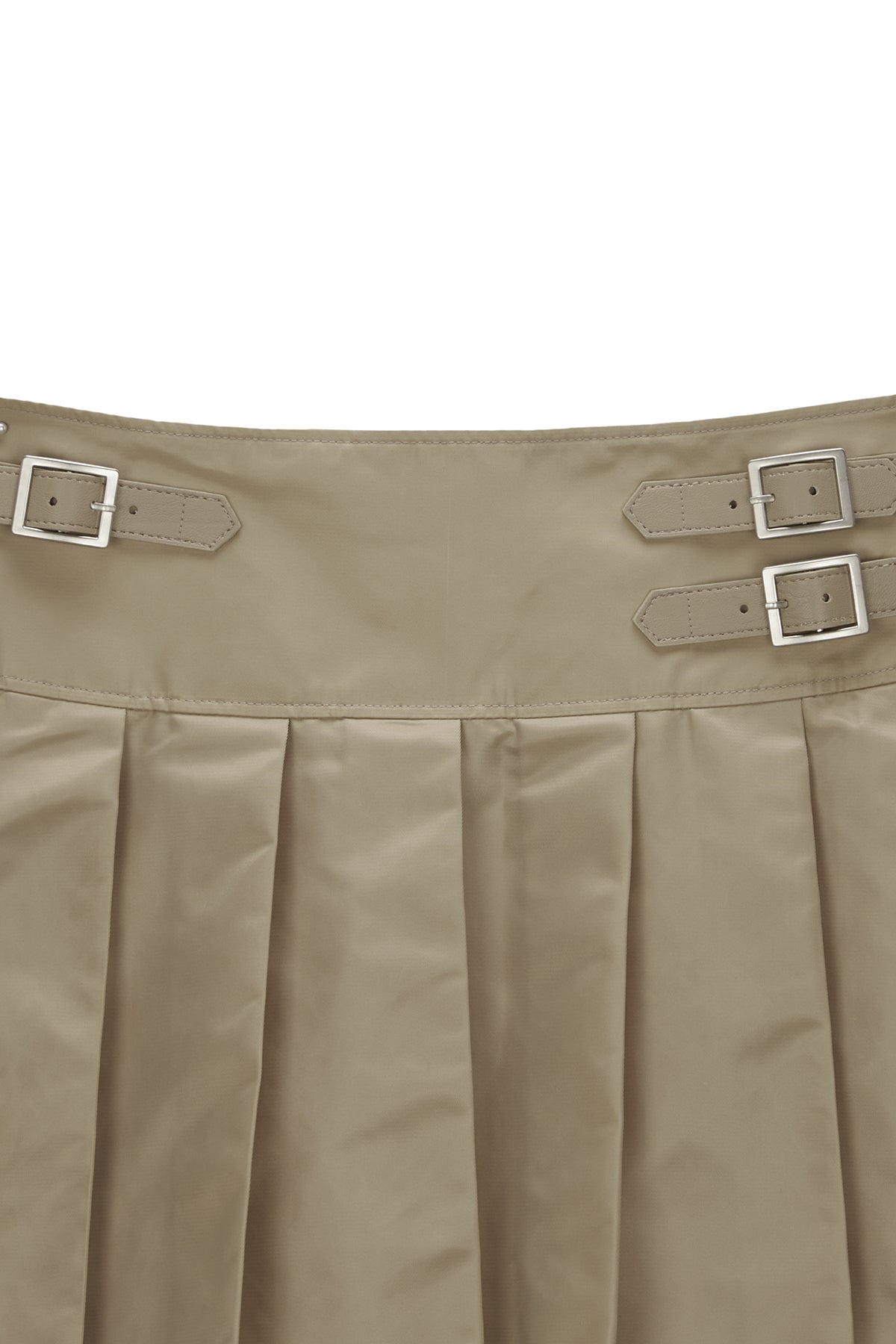 Matinkim Lowrise Pleats Mini Skirt IN Beige