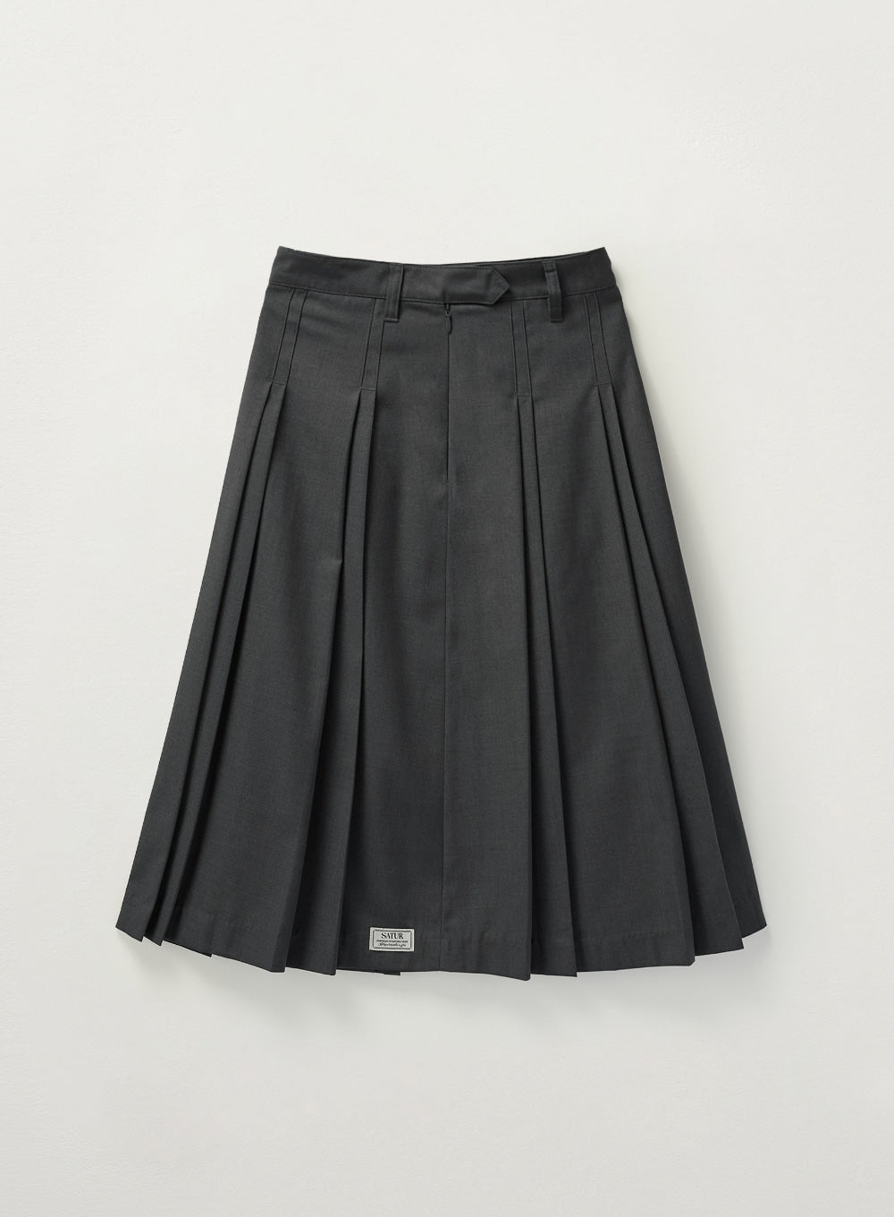 [satur] (W) Wool Pleats Skirt - Charcoal