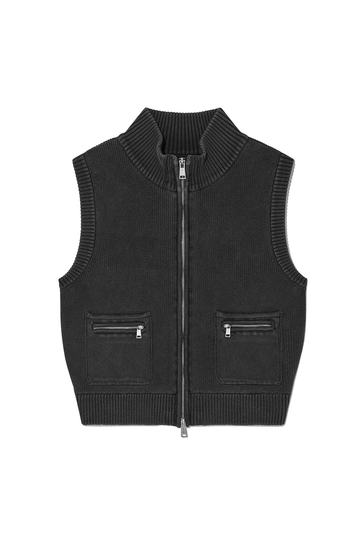 Matinkim Logo Point Washed Knit Vest For Women IN Charcoal