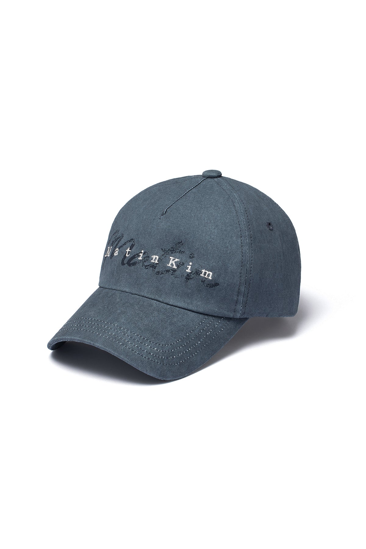[matinkim] COTTON WASHED CRACK LOGO BALL CAP IN BLUE
