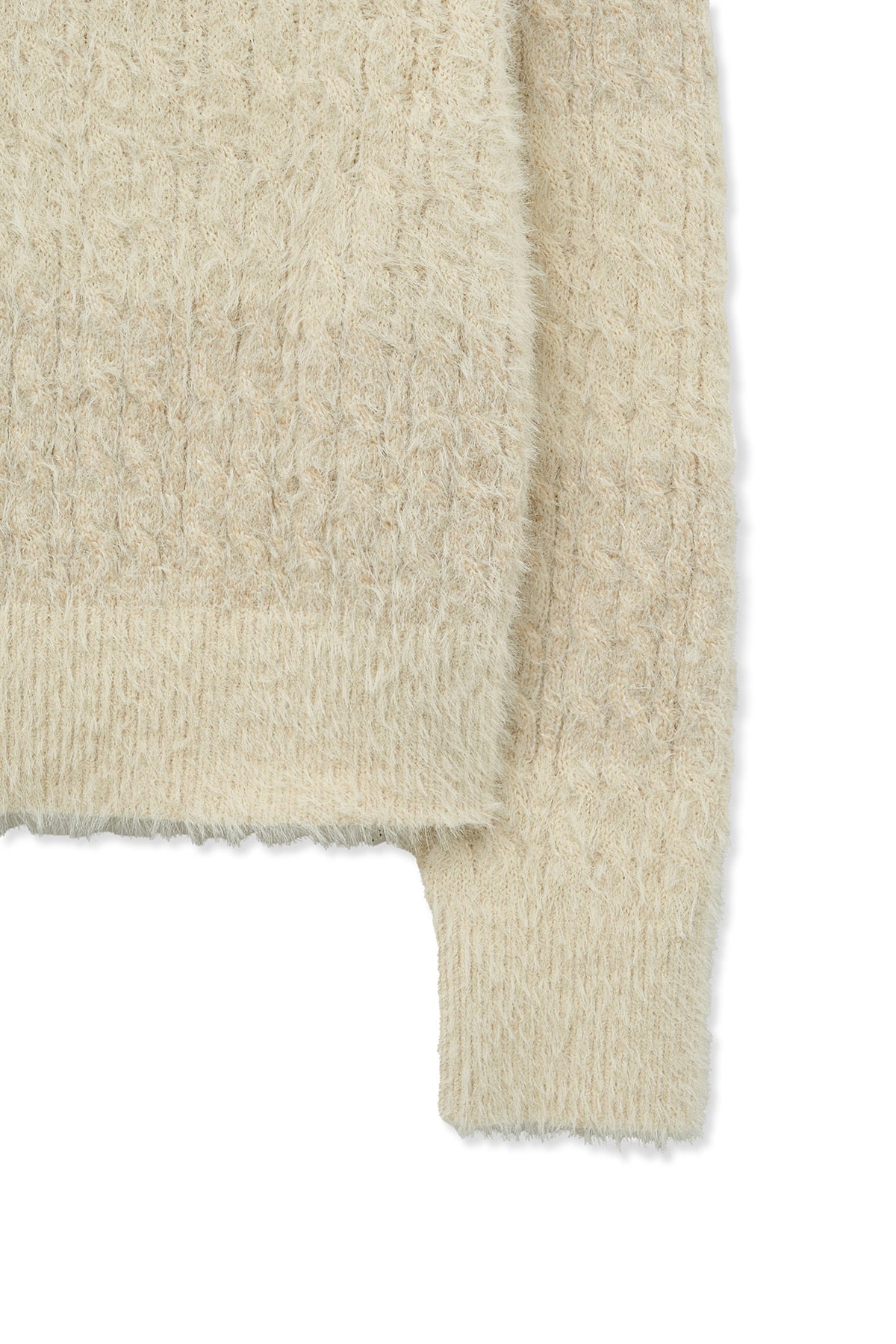 Matinkim Hairy Cable Knit Pullover IN Light Beige