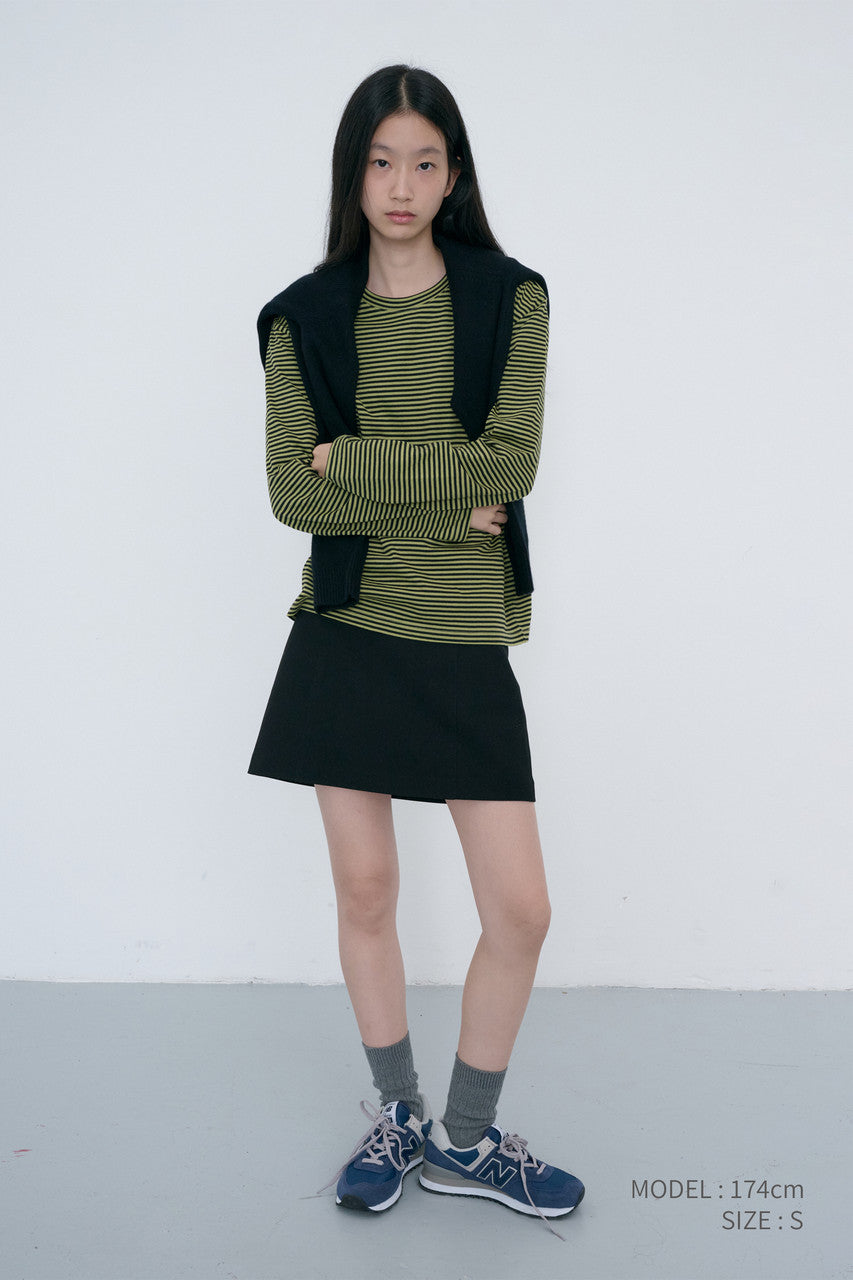 Dunst Unisex Muted Striped T-Shirt Olive Khaki