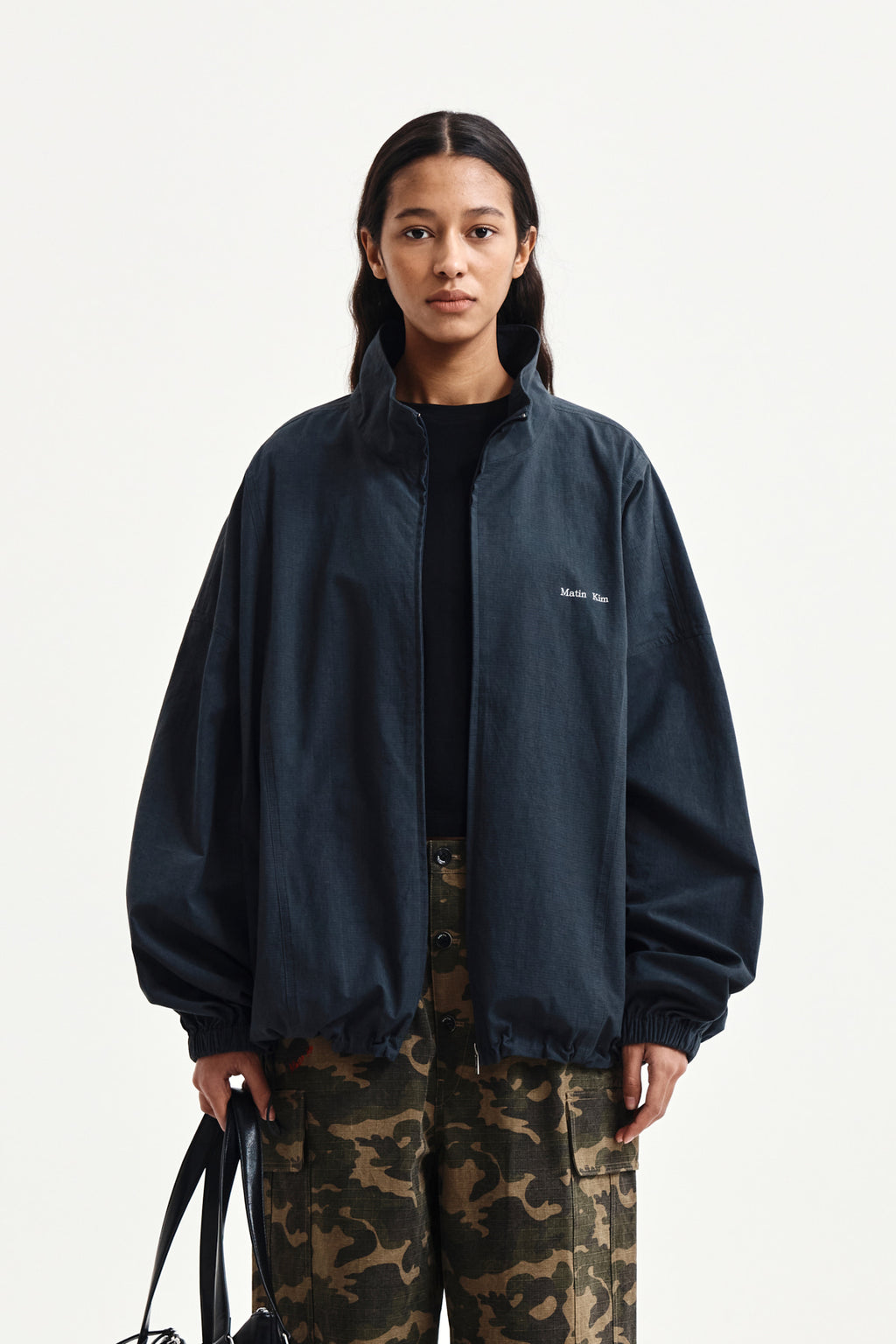 Matinkim Back Logo High Neck Jumper IN Charcoal