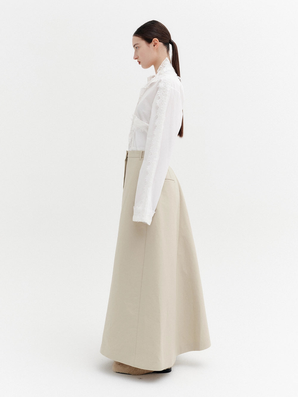 EENK Drape Back A-Line Skirt - Beige