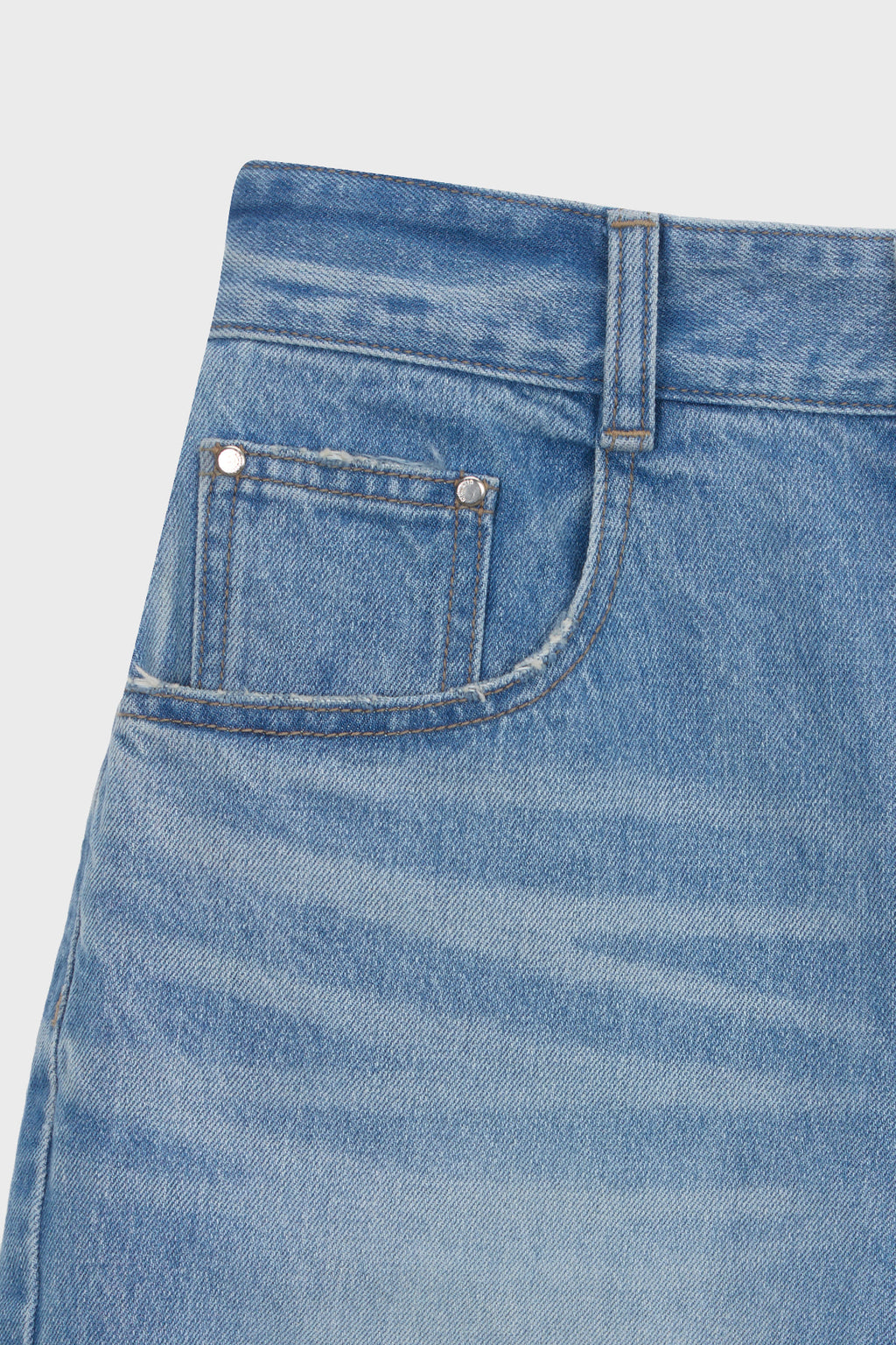 Matinkim Matin Kim Contrast Bermuda Denim Pants IN Light Blue