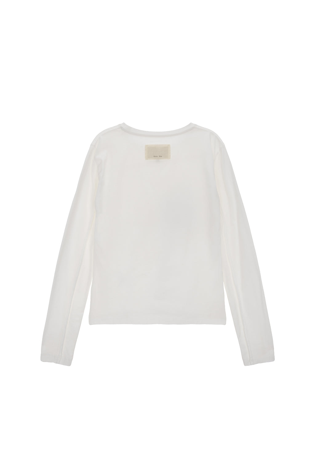 [matinkim] DIAGONAL SLIMFIT LONG SLEEVE TOP IN WHITE