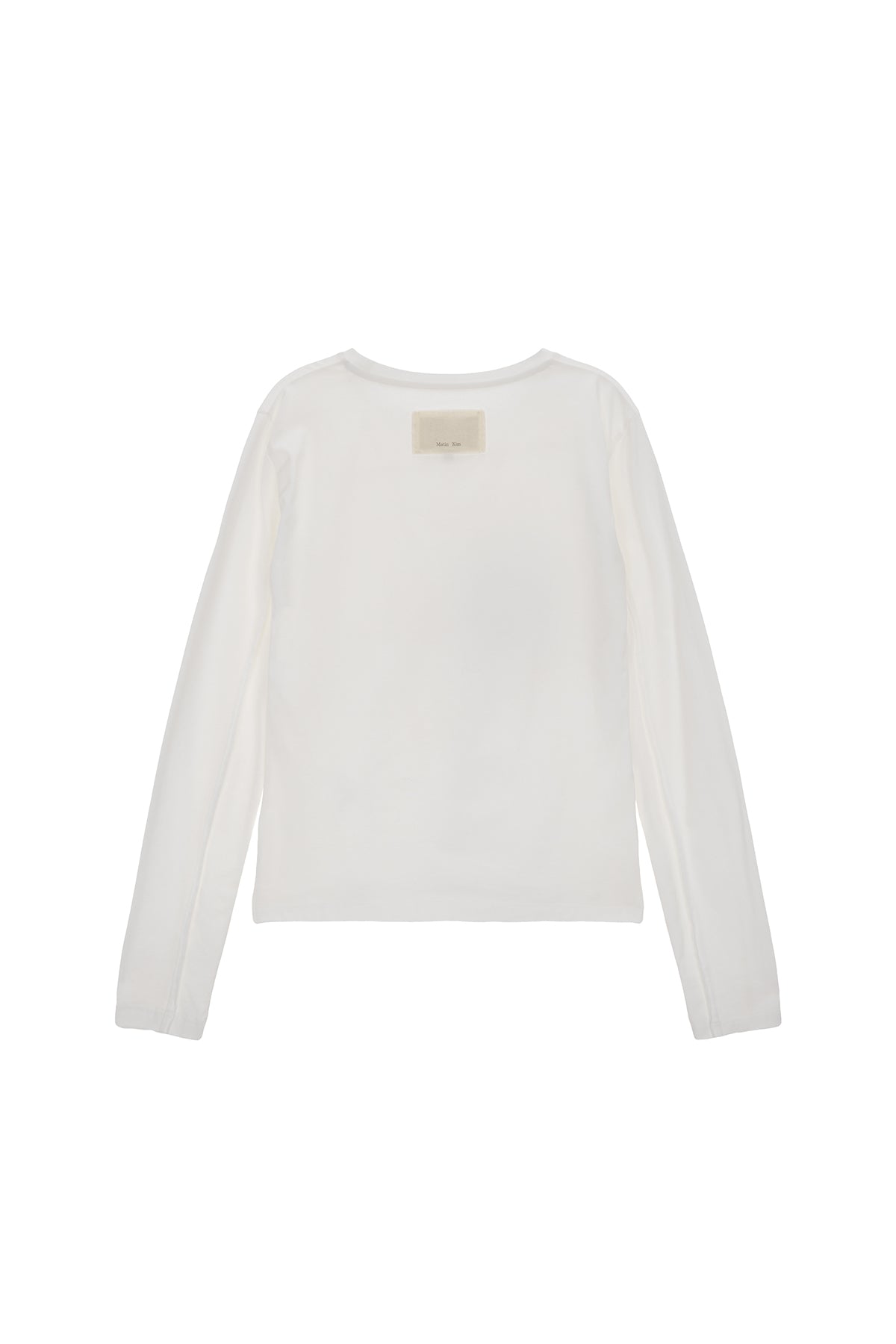[matinkim] DIAGONAL SLIMFIT LONG SLEEVE TOP IN WHITE