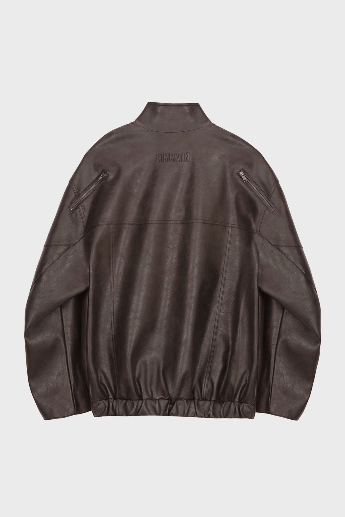 Matinkim Oversize Leather Biker Jumper IN Brown