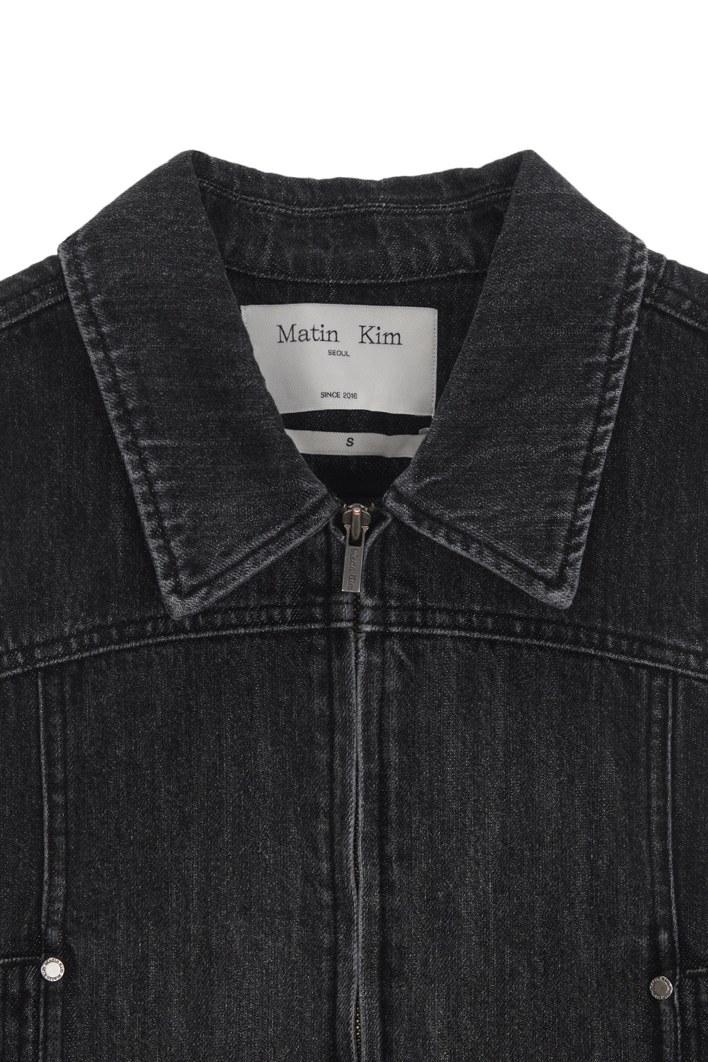 [matinkim] SLIM ZIP UP DENIM VEST IN BLACK