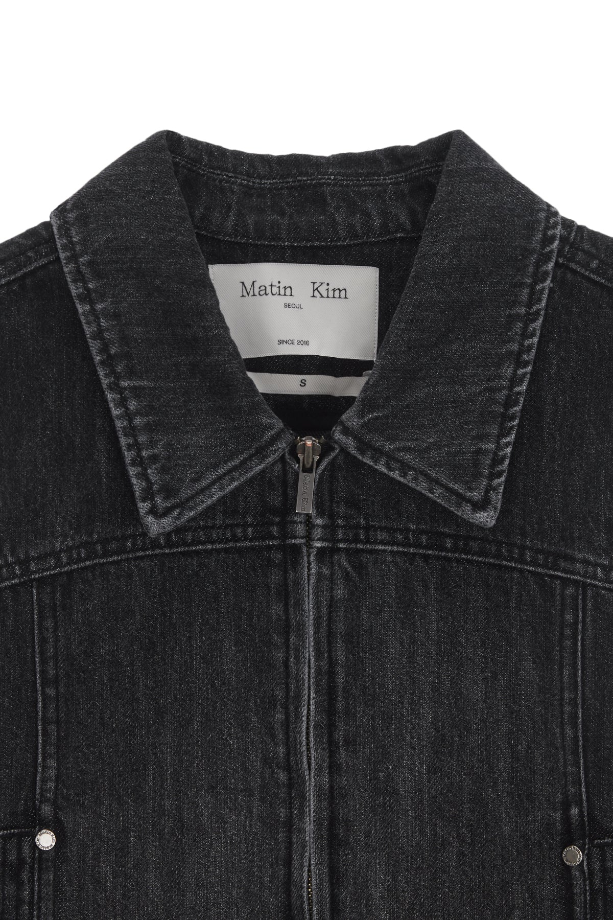 [matinkim] SLIM ZIP UP DENIM VEST IN BLACK