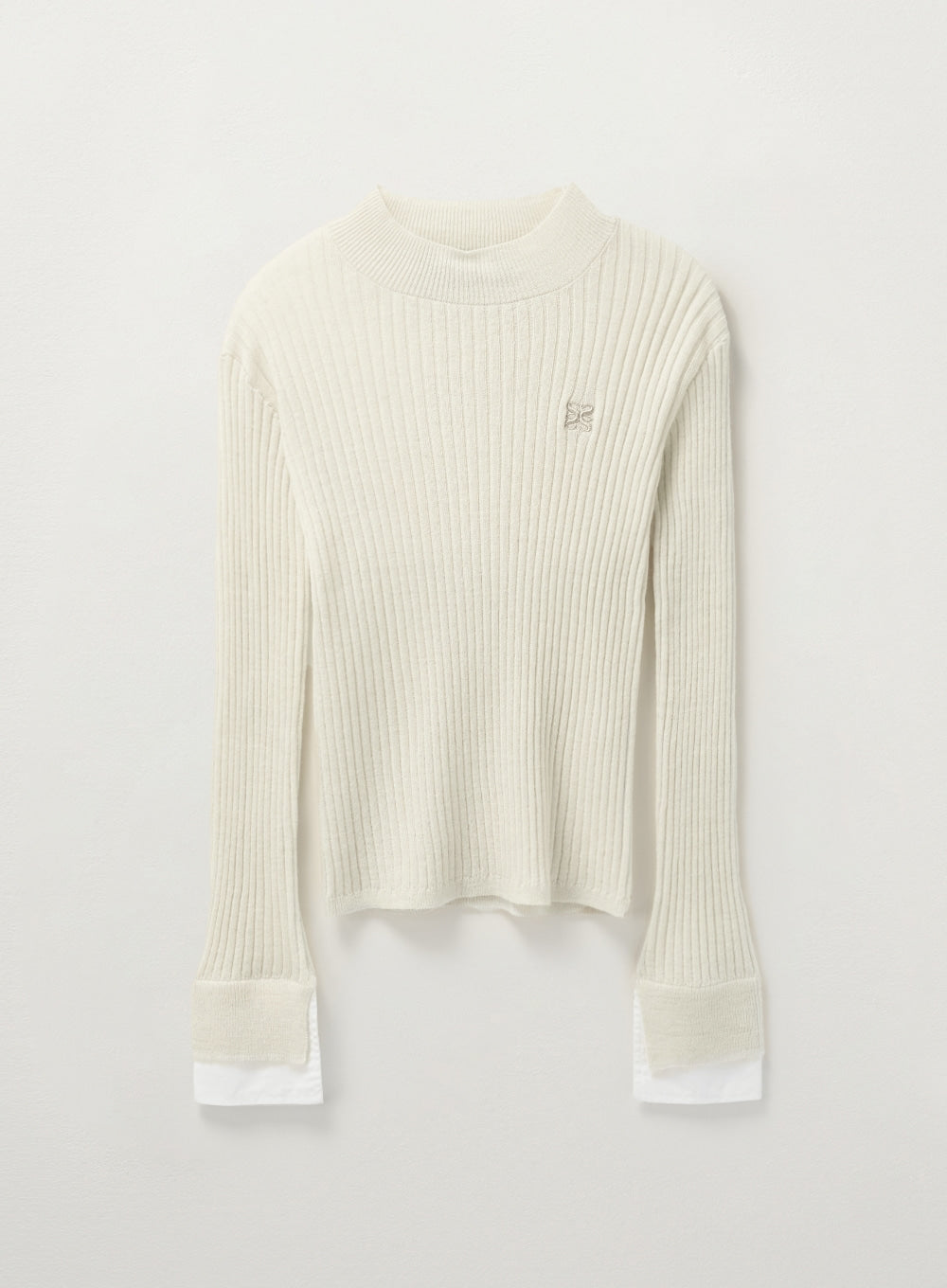 [satur] (W) Cuffs Mock Neck Knit - Cream