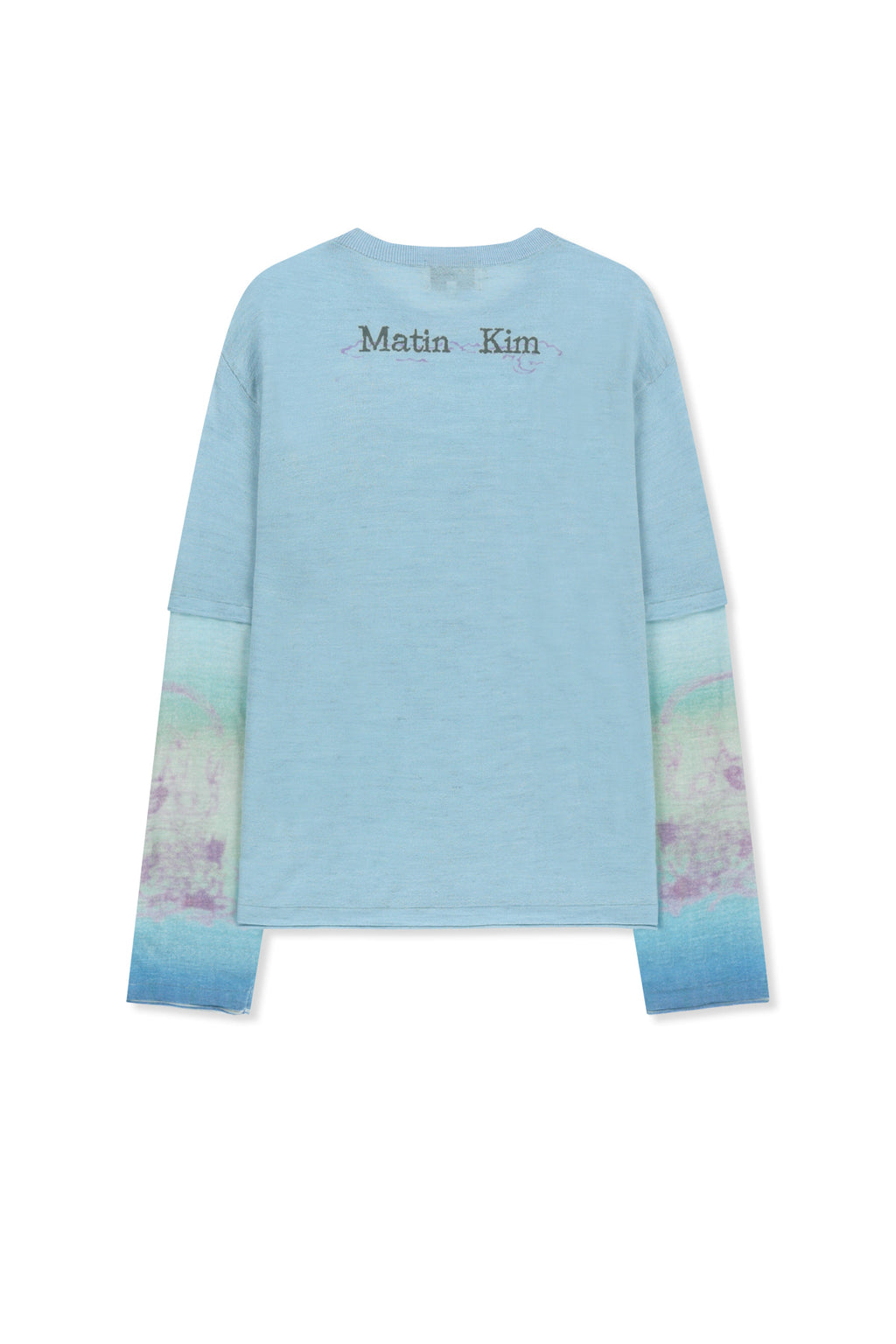 Matinkim Sleeve Print Knit Pullover IN Light Blue